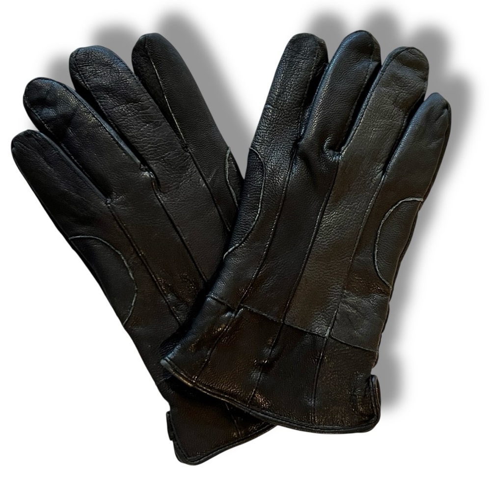 Mens Black Classic Lightweight Leather Gloves Driving - MEDIUM LARGE M/L B-2